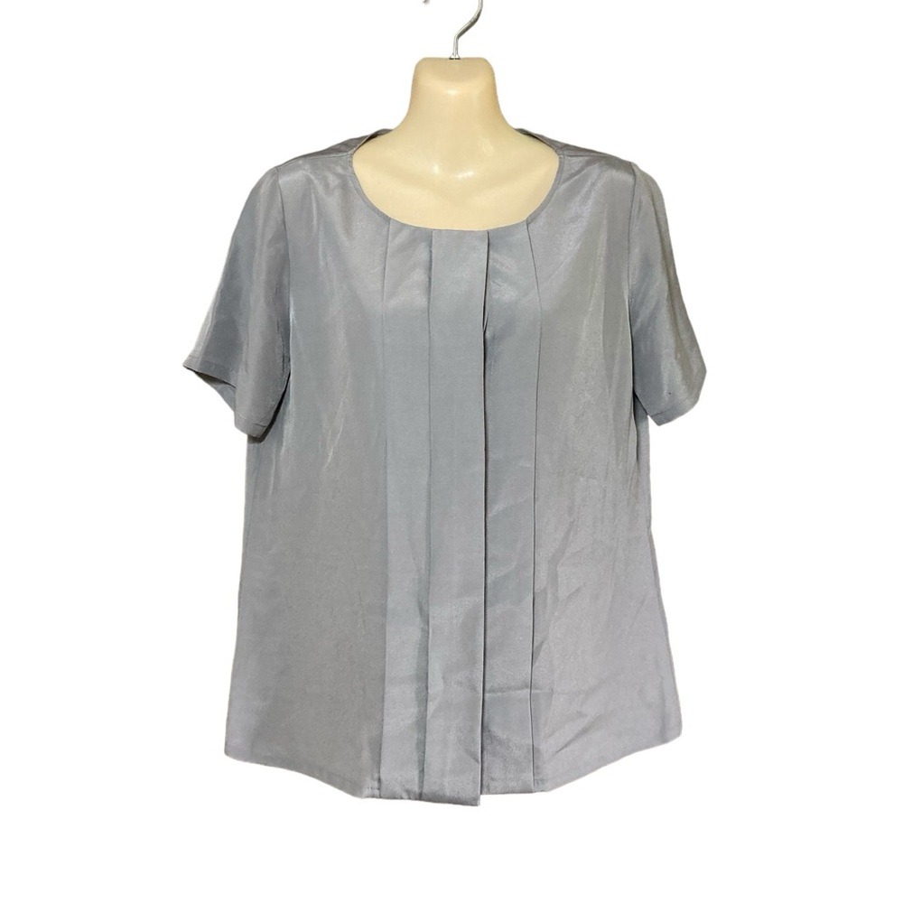 Pendleton Gray Silver Polyester Silky Blouse Size 6 NWOT